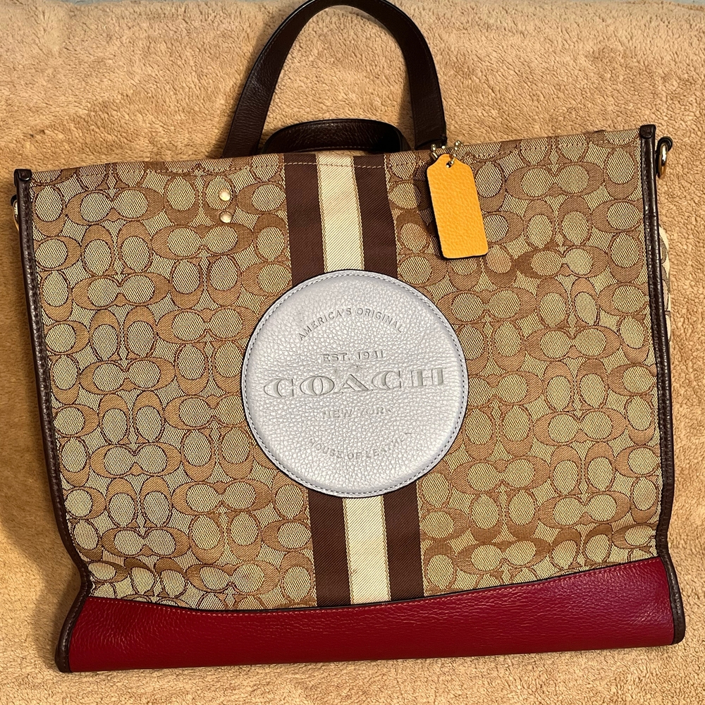 COACH Dempsey Tote 40 in Signature Jacquard w/ Stripe & Coach Patch